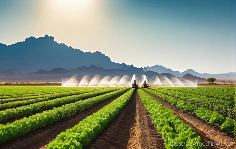 농업의 미래와 인구 증가 - **Prompt:** A sprawling, futuristic vertical farm integrated seamlessly into a modern, sun-drenched ...