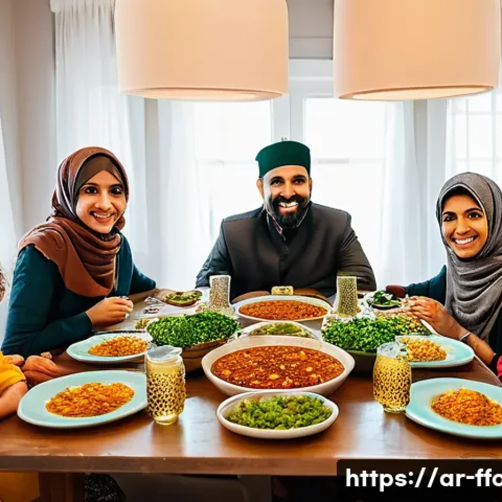 지속 가능한 대체육 - **Prompt 1: A Vibrant Arab Family Feast with Plant-Based Delights**
"A heartwarming scene of an ...