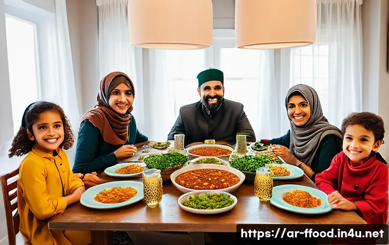 지속 가능한 대체육 - **Prompt 1: A Vibrant Arab Family Feast with Plant-Based Delights**
    "A heartwarming scene of an ...